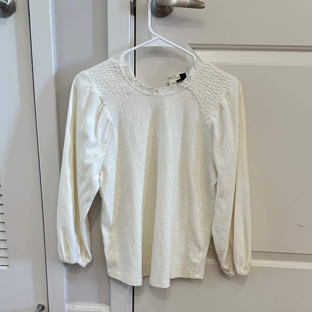Current Air Cream Ruffled Collar Top